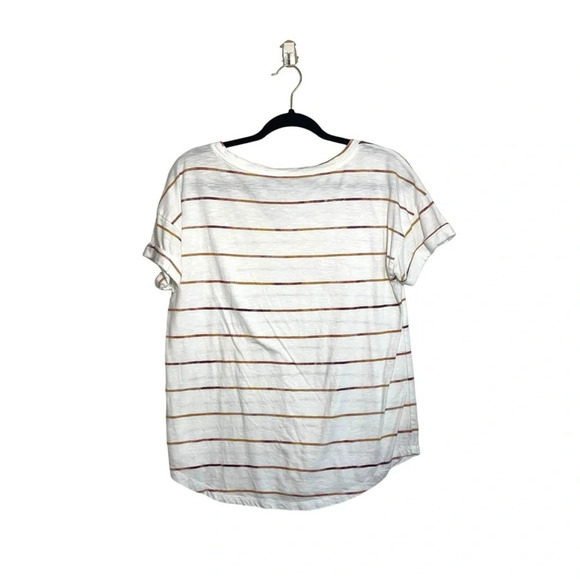 Maurices 24/7 Forever White & Pink Striped Drop Shoulder Tee Medium Women’s - Picture 7 of 12